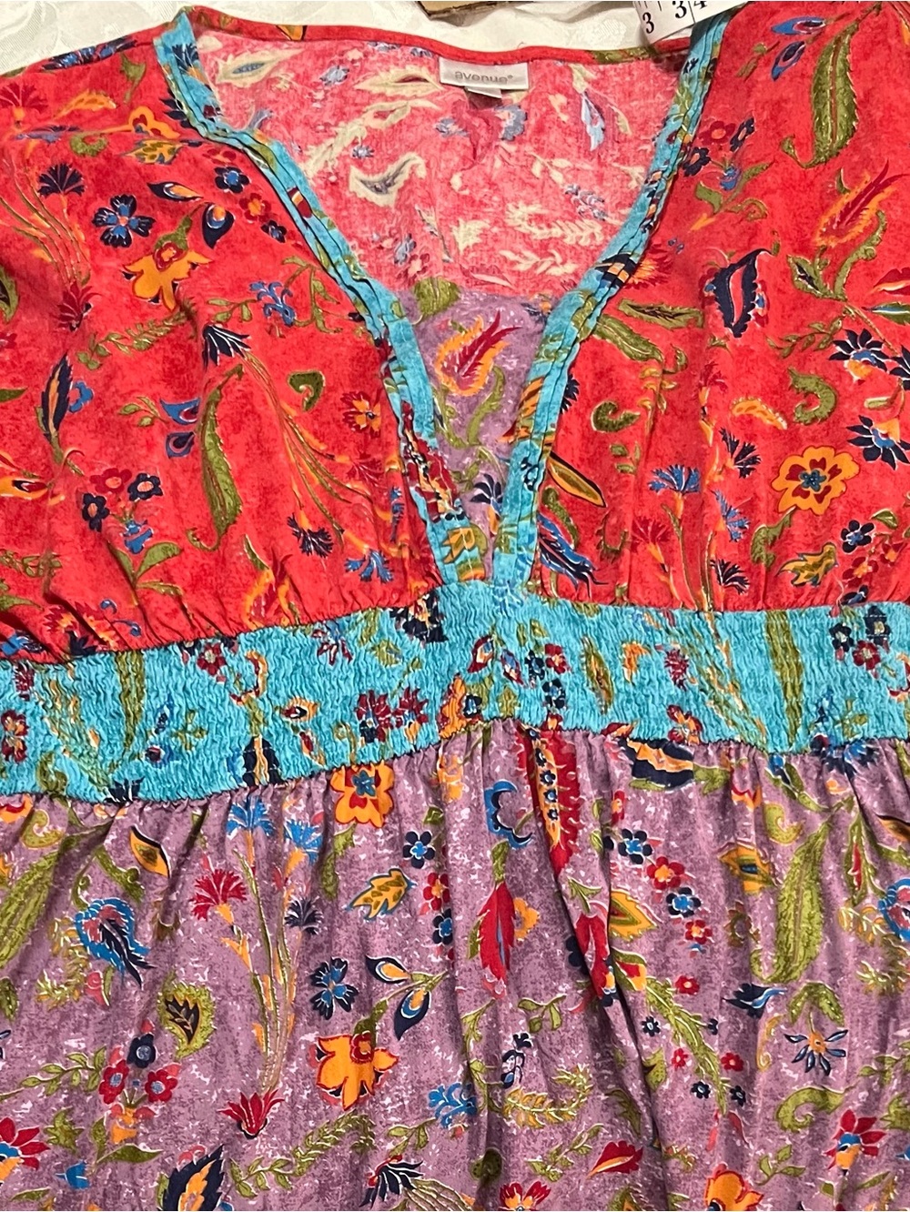 Avenue Plus Size Daisy Boho Tiered Maxi Dress Sz 26/28 - Picture 9 of 14